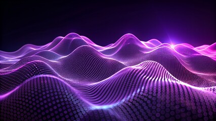Blue purple wave line light gradient dark background. Digital backdrop of enormous data and abstract technologies. dynamic rendering