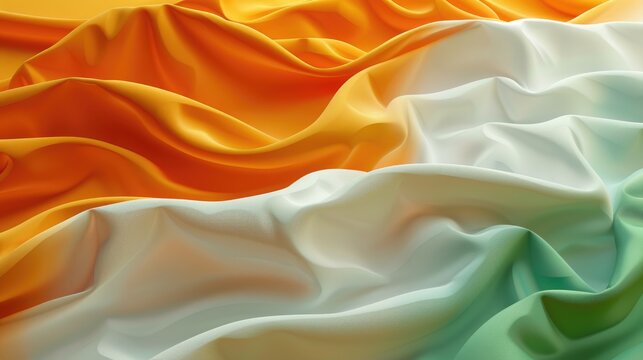 tricolor fabric background with saffron, white and green colors