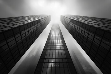 Three Tall Buildings Reaching for the Cloudy Sky