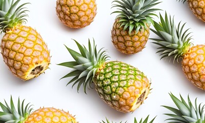 Pineapple on the white flat background