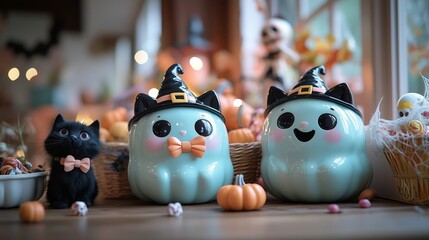 Obraz premium Cute Halloween with whimsical ghoulish decorations