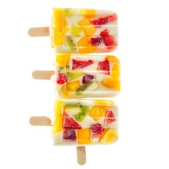 Refreshing and delicious fruit popsicles made with fresh strawberries, kiwi, pineapple, and mango. Perfect for a hot summer day!