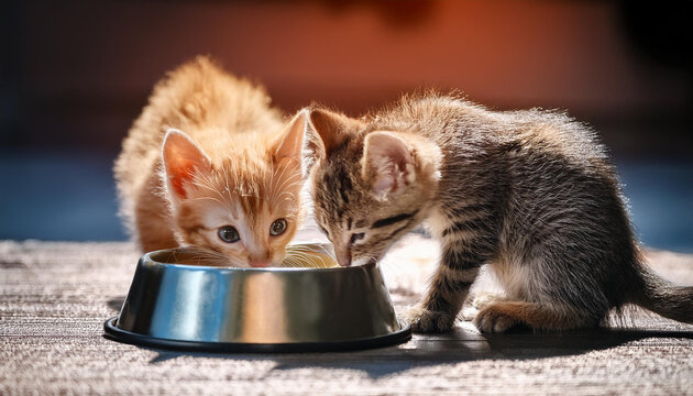 gattini cuccioli che mangiano da una ciotola gatto gattino 