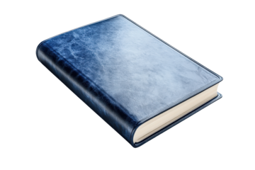Elegant closed blue book with a leather cover on a transparent background. ideal for education or literature themed design projects.