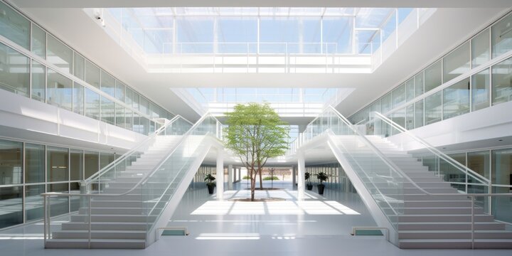 Atrium at St John's College by AGT Architects, a modern architectural marvel featuring clean lines, open spaces, and a harmonious blend of light and structure.