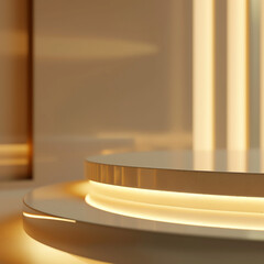 Obraz premium Beautiful Of 3d Realistic Of Empty podium mockup stage realistic for Product Showcase