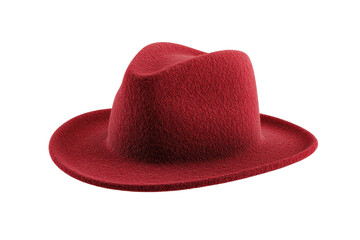 Elegant red felt hat on transparent background. perfect for fashion and accessory themes, classic and stylish headwear for stock photo use.