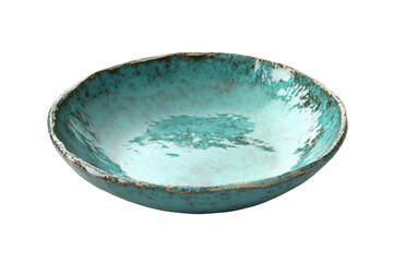 Rustic turquoise ceramic bowl with unique glazed texture. Perfect for kitchen decor, serving, or as a decorative piece.