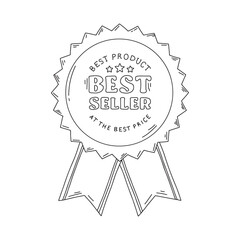 Hand drawn illustration of best seller labels. Suitable for business purpose
