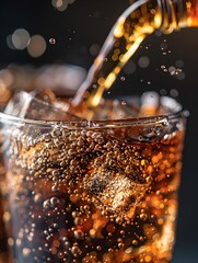 Effervescent Soda Splash in Glassware with Bokeh
