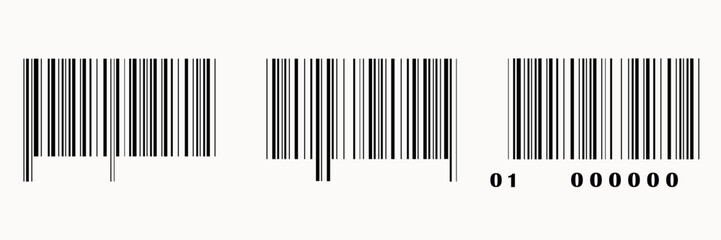 Realistic barcode set on white background. Vector design. Vector set.