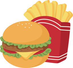 illustration burger french fries