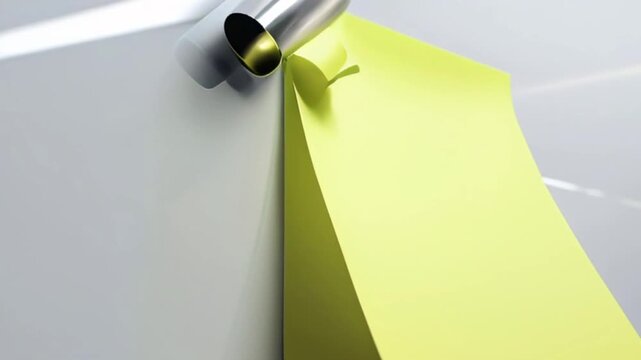 Yellow sticky note on white board 4k animation video