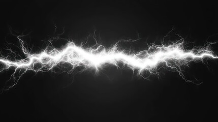 White electric shock on black background