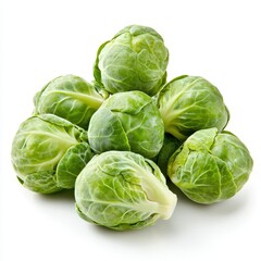 Fresh Brussels Sprouts Pile Isolated on White Background