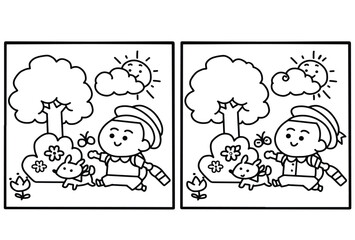  Spot the different line art.