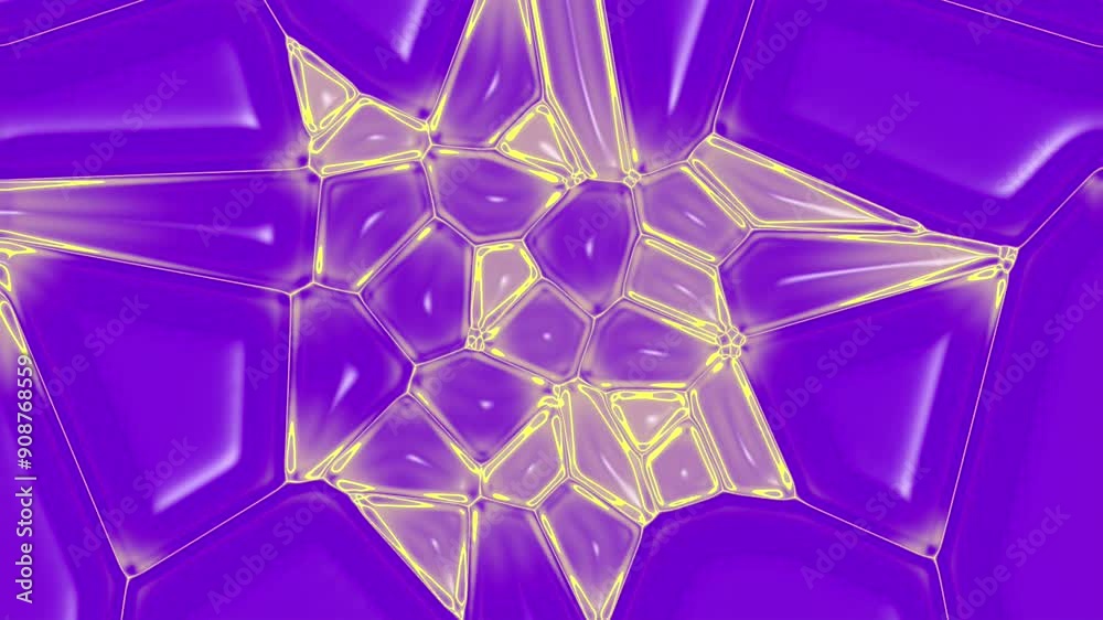 Aufkleber 3d rendering loop animation of fractal crystalline glass crystal purple pattern