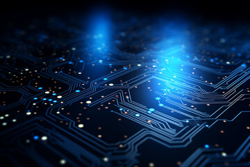 Fototapeta premium Abstract technology circuit digital line electronic network data innovation concept background.