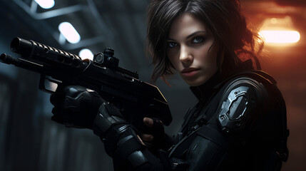 Naklejka premium woman with gun