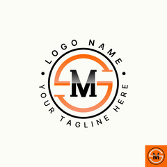 Logo design graphic concept creative premium vector stock letter initial SM or MS font badge emblem line circle. Related monogram typography branding