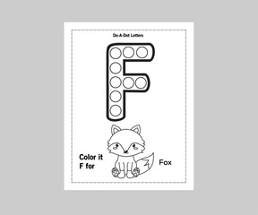 Alphabet Letter F | Alphabet Letter Tracing | Alphabet Letter Dot-To-Dots | Connecting Letter | Alphabet coloring worksheets | Writing practice for children | Coloring book | Vector illustration