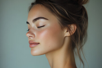 Naklejka premium A close up of a girl's face with her eyes closed
