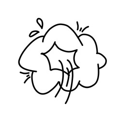 hand drawn doodle wind blow illustration vector isolated background