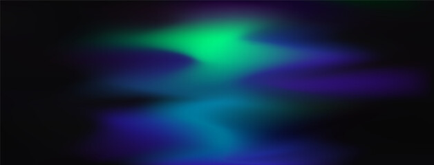 Obraz premium Northern lights vector gradient. Abstract winter sky bg. Polar light glowing luminous sky banner. Aurora borealis mesh gradient. Vibrant neon glowing aurora borealis streaks. Green blue luminescence