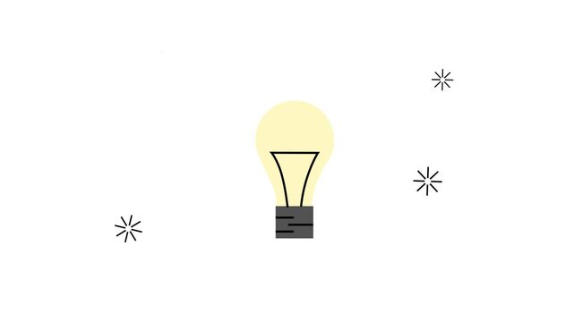 Animated Light Bulb with Appearing Animations, Idea or Innovation Concept, 2D Animation