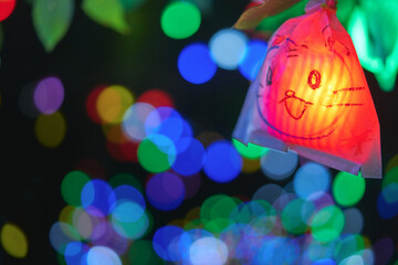 カラフルな電飾、ライトアップされたイルミネーション