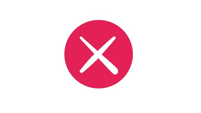 Animated Red Circle with Cross, Error or Cancel Symbol, Isolated 2D Animation