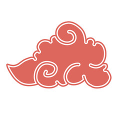 Red chinese cloud over white