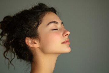 Fototapeta premium A close up of a girl's face with her eyes closed