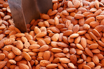 fresh almonds on a open marketplace in France