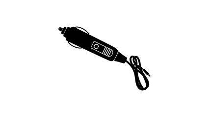 car 12 volt plug for auto, black isolated silhouette
