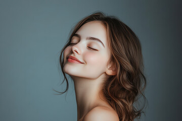Naklejka premium A close up of a girl's face with her eyes closed