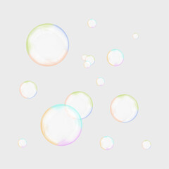 Soap bubbles on light gray background