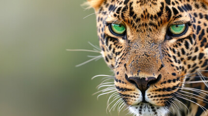 Fototapeta premium Leopard's intense green eyes close-up
