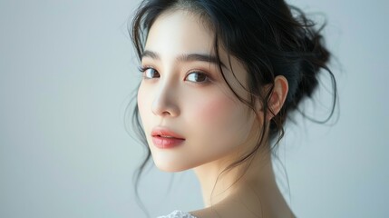Fototapeta premium Radiant Display of Cosmetic Product with Elegant Woman