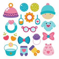 Baby accessories set art vector