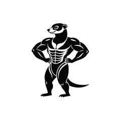 meerkat with bodybuilder silhouette
