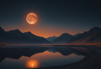 Black mountain and moon © Anoottotle