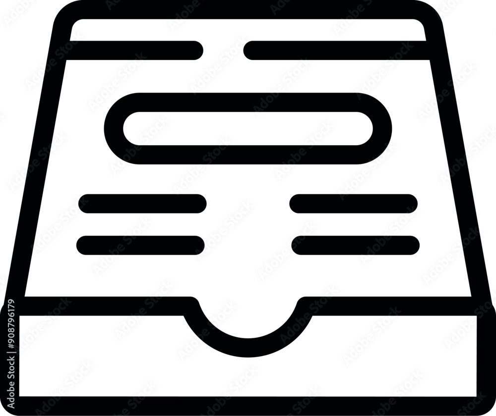 Poster line art icon of an inbox with a new unread email message notification