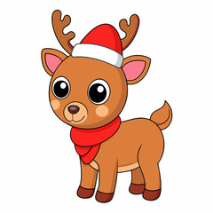 Funny Christmas Baby Reindeer art vector illustration