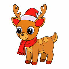 Funny Christmas Baby Reindeer art vector illustration