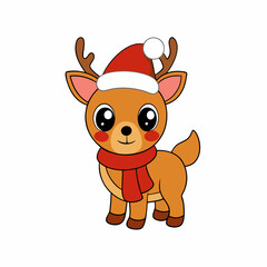 Funny Christmas Baby Reindeer art vector illustration