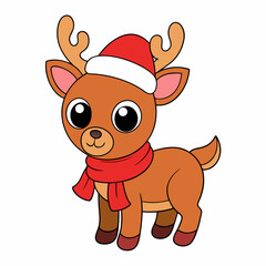 Funny Christmas Baby Reindeer art vector illustration