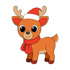 Funny Christmas Baby Reindeer art vector illustration