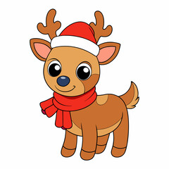 Funny Christmas Baby Reindeer art vector illustration