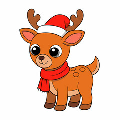 Funny Christmas Baby Reindeer art vector illustration